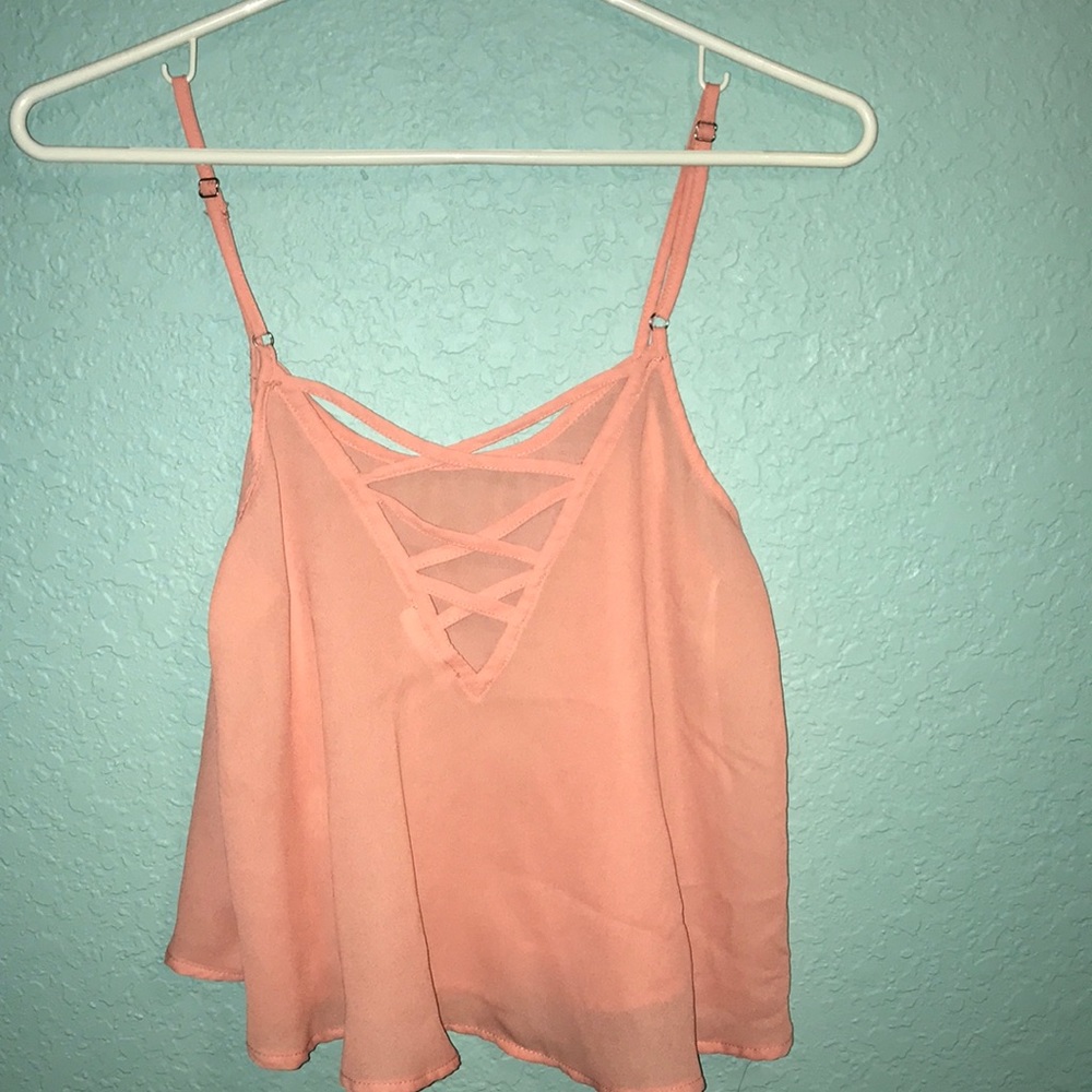 coral spaghetti strap crop top